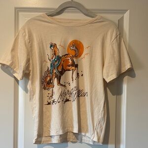 Morgan Wallen Cream Graphic Crop Top Sz L